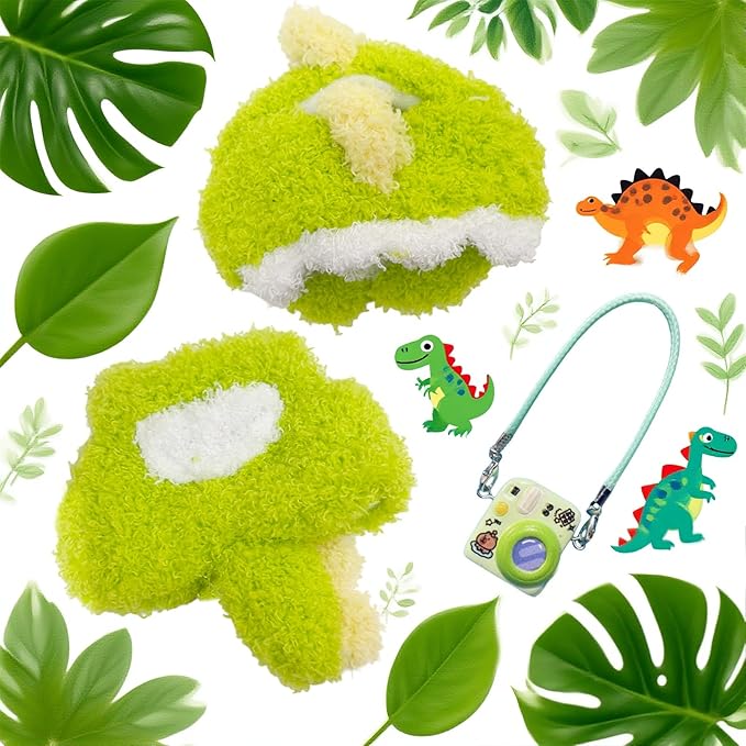 17cm Doll Clothes, 3 Pcs Dinosaur Outfit Include 1 Jumpsuit 1 Headgear 1 Camera Padent for Dolls Premium Outfit, Birthday Holiday Present for Adults Kids (No Doll) Green