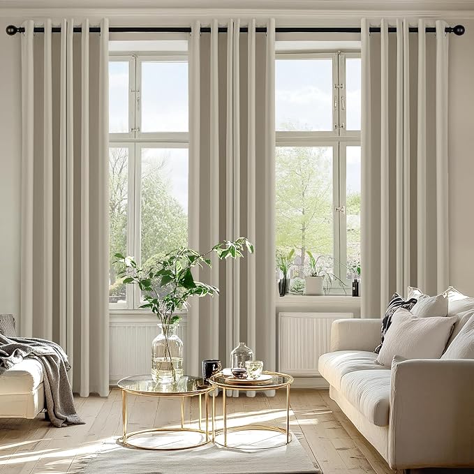 MIULEE Blackout Curtains for Bedroom 2 Panels 40 x 84 Inch Long Sand | Thermal Insulated, Living Room Darkening Grommet Drapes, Noise Reducing, Light Blocking Window Treatments