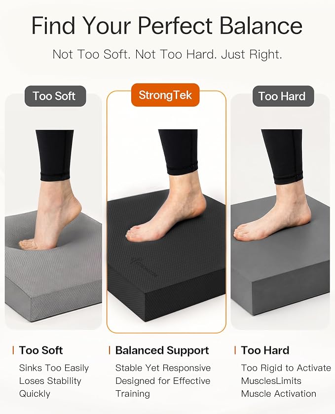 StrongTek Professional Foam Exercise Balance Pad - 15.8" x 13" x 2", High-Density TPE Foam Knee Pad, Non-Slip & Water-Resistant, for Balance Training, Physical Therapy, Yoga, and More