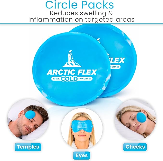 Arctic Flex Cold Eye Mask - Gel Ice Pack for Cool Sleeping, Dry Night Treatment - Reusable Hot Spa Therapy for Sleep, Skin Puffiness, Migraine
