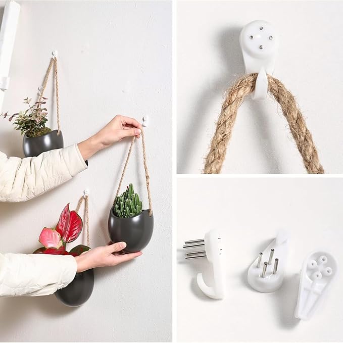 4 to 5 inch Ceramic Planters Wall Hanging Vases Decor - Set of 3 | Wall Decor for Home, Entryway, Hallway, Deck, Bathroom, Living Room, Dining Room, Garden, Farmhouse, Restaurants, Office, etc