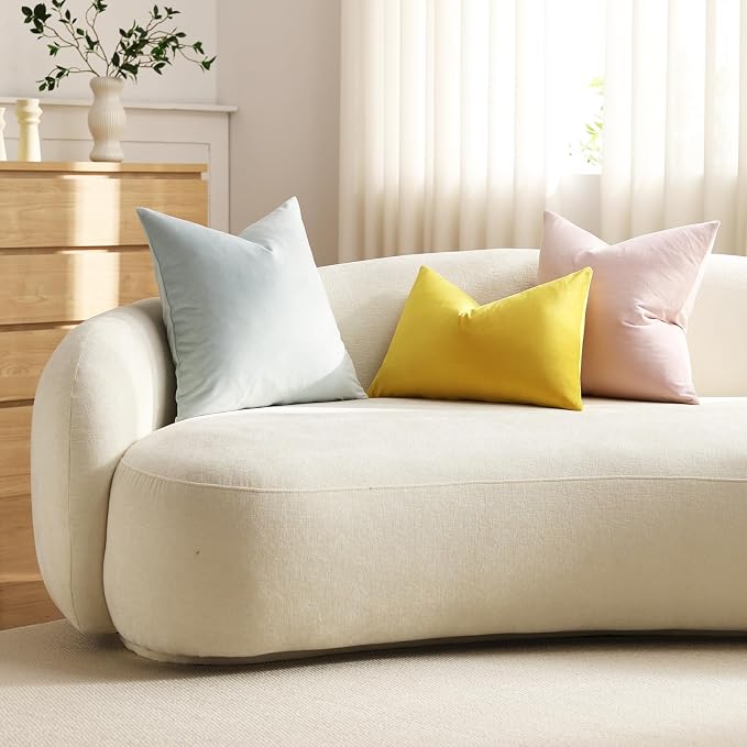 Euro Sham Covers 26x26 Light-Blue: Pack of 2 Cozy Soft Velvet Square Modern Luxury Decorative Throw Pillow Cases for Sofa Couch Living Room Bed Home Decor