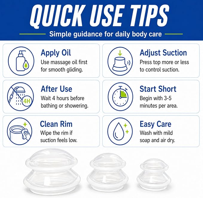 ELERA Cupping Kit for Massage Therapy – Silicone Cupping Therapy Set with 3 Massage Cups (S/M/L), Ideal for Cellulite, Relaxation & Daily Self-Care