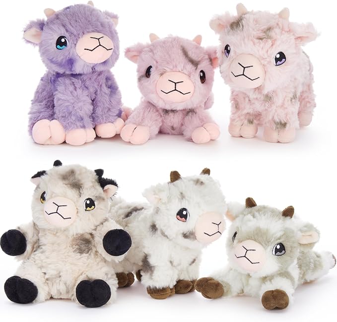 Tezituor 6 Pcs Sheep Stuffed Animals Set, 8 Inch Cute Stuffed Lamb Plush Toy for Birthday Party, Plush Sheep Lamb Toy Bulk for Boys Girls