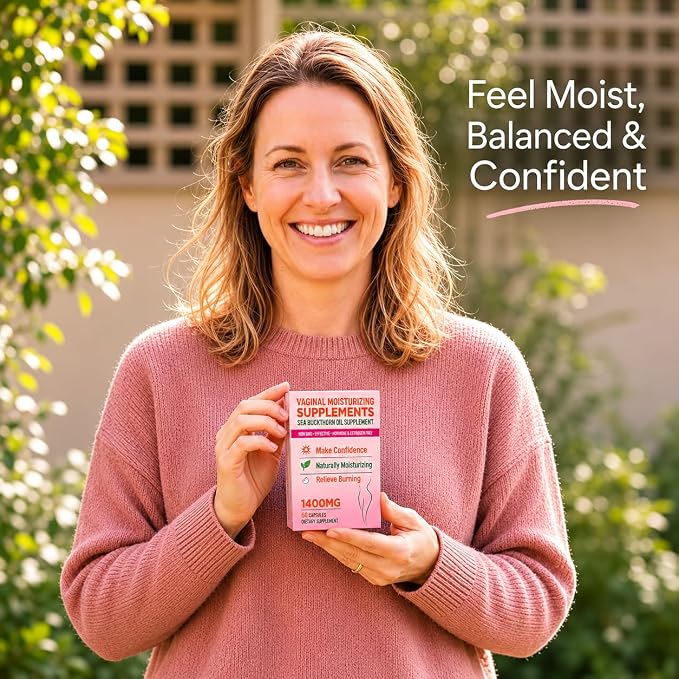 Vaginal Moisturizing Supplement for Women, Sea Buckthorn Oil, Omegas 3, 6, 7, and 9, Vitamins A and E, 100% Natural Formula, 60 Supplements