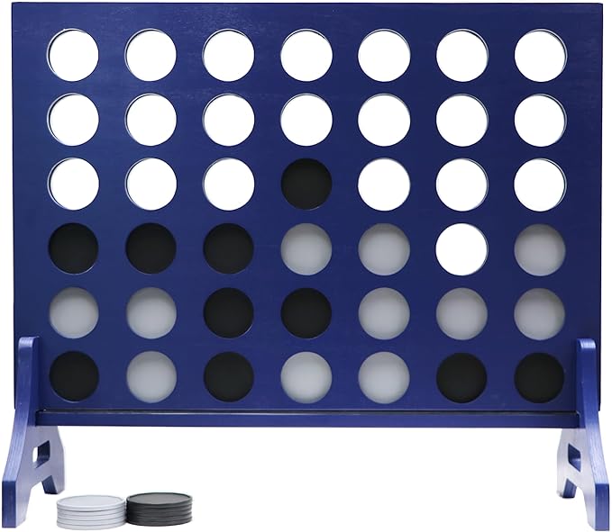 Tailgating Pros Premium Navy Giant Four in a Row with Carrying Case - Jumbo Oversized Outdoor Yard Game - Connect Multiple Pucks in a Row to Win - Many Puck Colors Available!