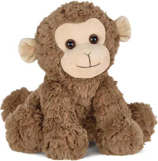 Bearington Collection Monkey Stuffed Animal Giggles Plush - 10.5 in Brown Soft Fur - Cuddly & Huggable Stuffed Monkey for Babies & Kids