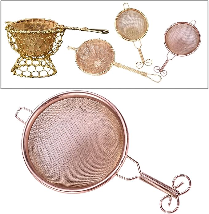 Generic Copper Tea Strainer Mesh Tea Filter Double-layer Tea Drain Household Tea Infuser for Hotel, D
