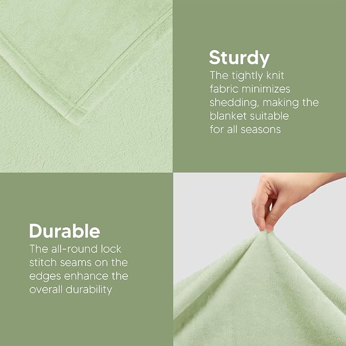 Utopia Bedding Soft Fleece Bed Blanket Queen Size Sage Green (90x90 Inch) | Microfiber Plush Warm Lightweight Breathable Cozy Blanket Anti-Static, All Season Use, Gift for Women and Men