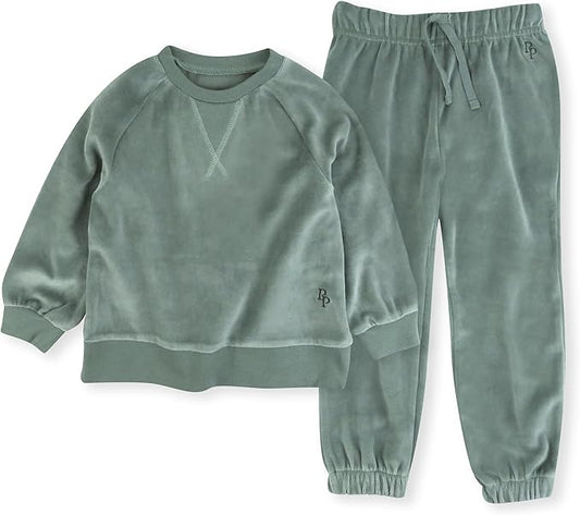 Cooper II People Packs - The Plush Organic Cotton Velour Sweatsuit, 2-Piece Top Pants Set, Baby and Toddler
