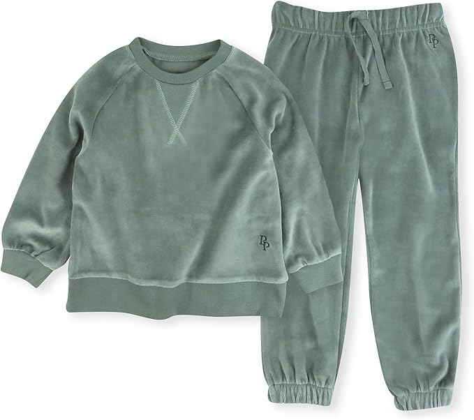 Cooper II People Packs - The Plush Organic Cotton Velour Sweatsuit, 2-Piece Top Pants Set, Baby and Toddler