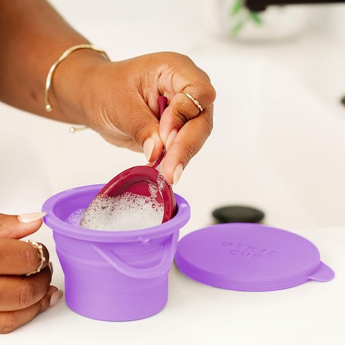 Pixie Menstrual Cup Compact Sterilizer for Feminine Care - Good for Public Restrooms, Camping or Dorms - Collapsible Cleaner Container for Your Menstrual Disc & Period Cup - Microwavable - Reusable