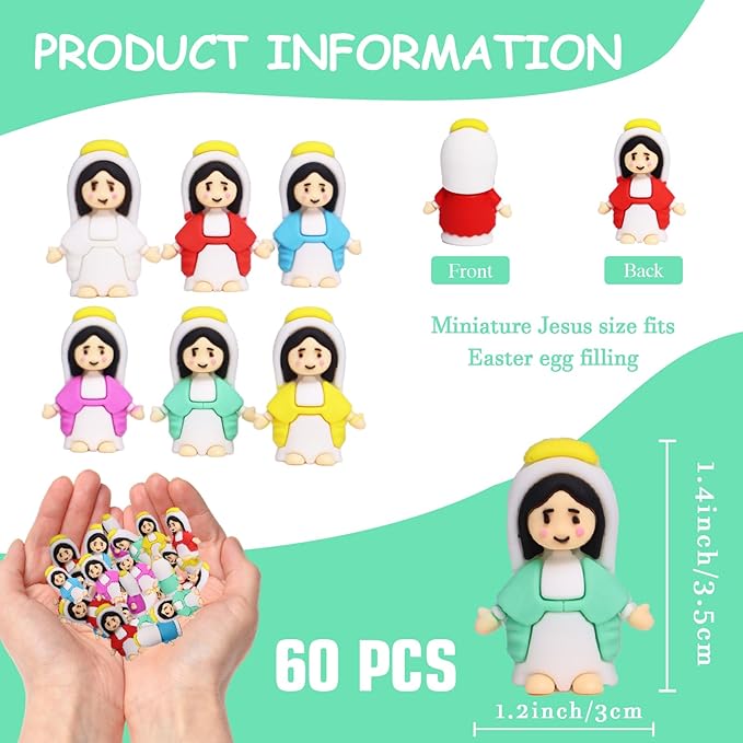 Little Virgin Mary Figurines Christ Toys Mini Virgin MaryFigures to Hide and Seek Sunday School Religious Party Favors Gift for Easter Egg Stuffers (30PCS)