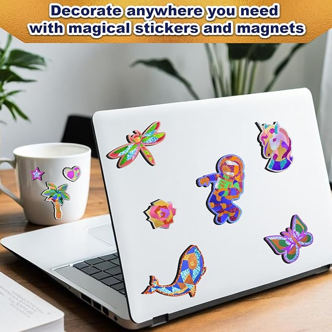 FLUXOJOY Foil Art Craft Kits for Kids, Mess -Free Fun Activity Set for Child, DIY Printing Craft Kits, Gifts for Ages 4 5 6 7 8 9 10 11 12 Years and Up, Art Supplier Travel Toys for Boys Girls