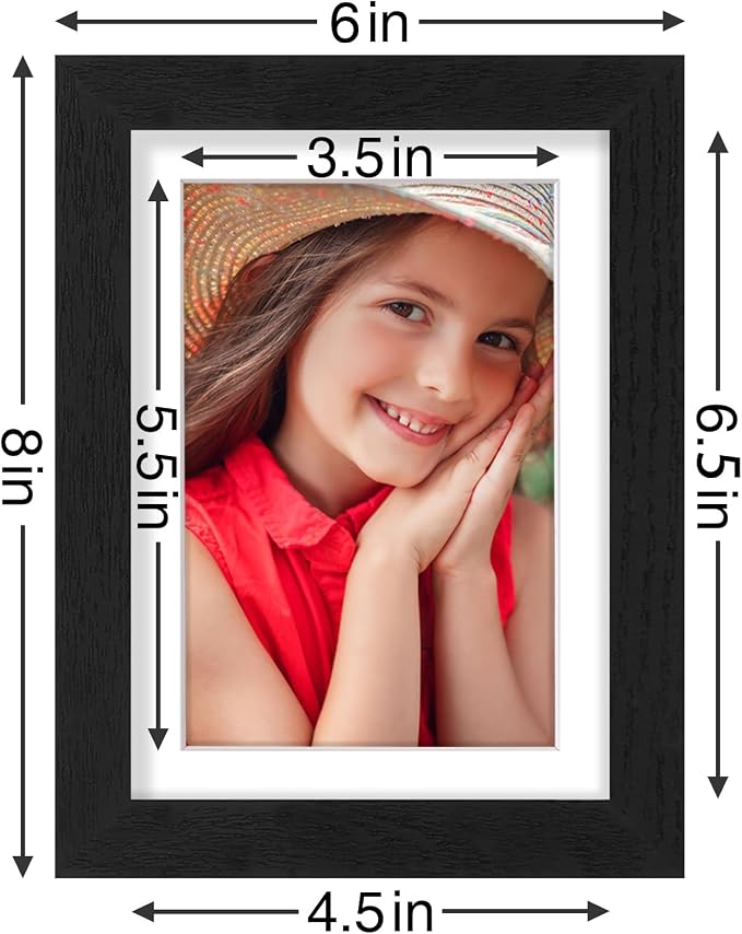 Vittanly 5x7 Picture Frames Set of 9, Wall & Tabletop, Black&Brown&Grey | Display Pictures 4x6 with Mat or 5x7 without Mat, Small Photo Frames, Engineered Wood with Shatter Resistant Plexiglass
