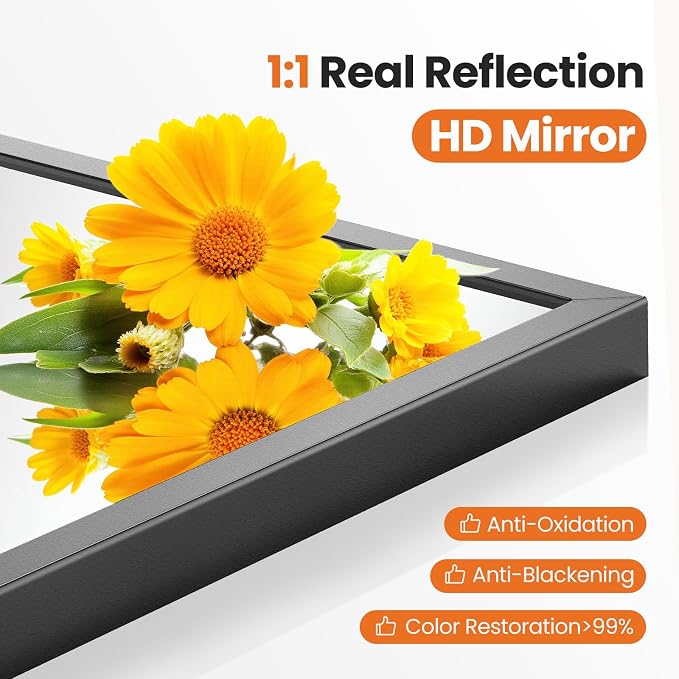 Sweetcrispy 31"x32" Arched Black Bathroom Mirrors for Wall, Bathroom Mirrors for Over Sink, Metal Framed with HD Shatter-Proof Glass for Entryway, Living Room, Bedroom