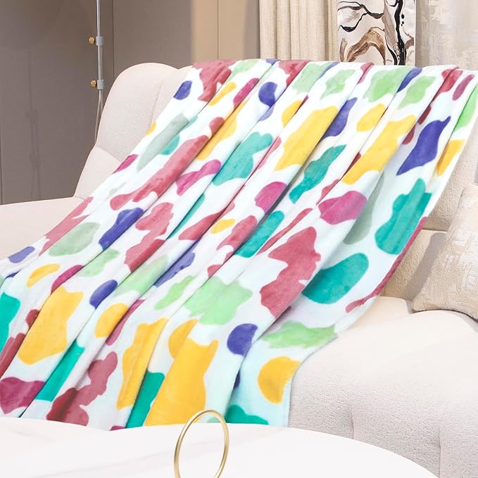 Rainbow Blanket for Girls Boys Easter Basket, Soft Cozy Warm Colorful Fleece Throw Blanket for Bed Couch, Boho Home Room Decor, Rainbow Gifts for Kids Birthday 50"x60"
