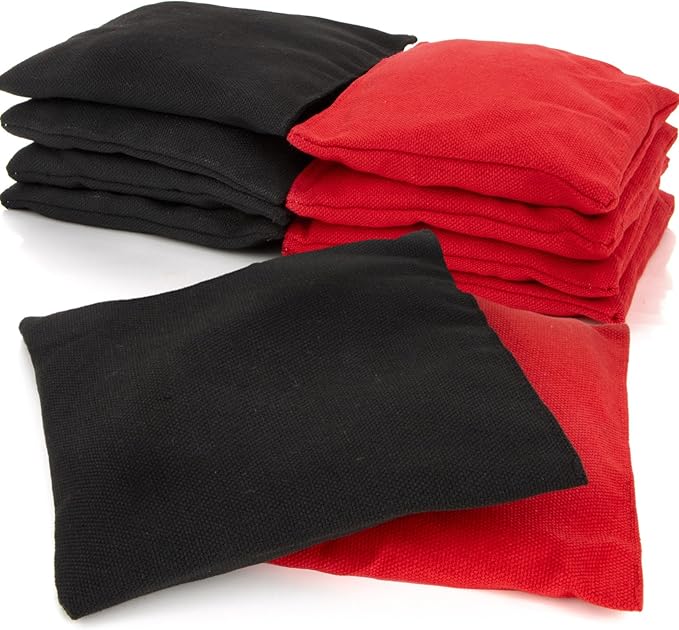 RAINFLOW 8 PCS Cornhole Bags - Bean Bags for Cornhole, 4 Black and 4 Red for Tossing, Game, Outdoor, Wedding, Sports, Party(Black & Red)