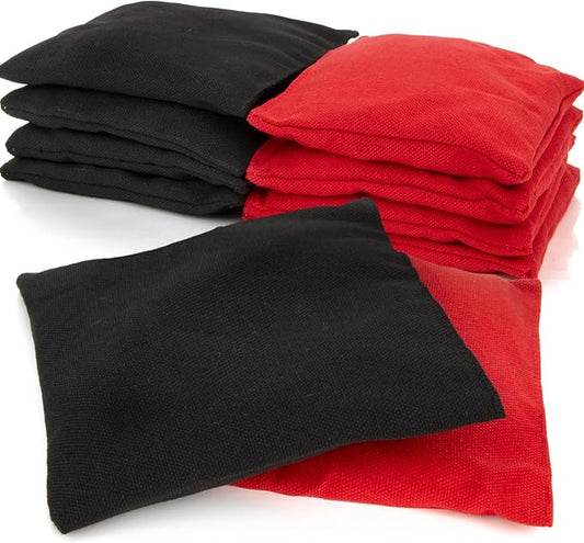 RAINFLOW 8 PCS Cornhole Bags - Bean Bags for Cornhole, 4 Black and 4 Red for Tossing, Game, Outdoor, Wedding, Sports, Party(Black & Red)