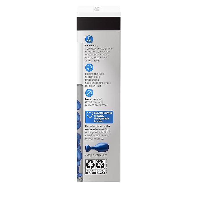 Neutrogena Rapid Wrinkle Repair Retinol Face Serum Capsules, Fragrance-Free Daily Facial with that fights Fine Lines, Wrinkles, Dullness, Alcohol-Free & Non-Greasy, 30 ct