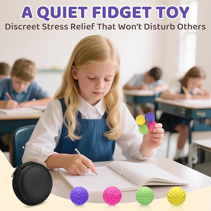 Magnetic Sensory Fidget Balls – 4-Pack Silicone Weighted Stress Relief Toys for Kids, Teens & Adults – Quiet, Textured Magnet Fidgets for ADHD, Autism & Anxiety – Gift for Classroom Decor