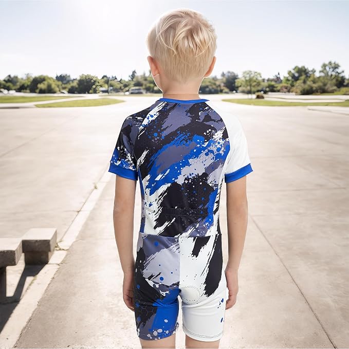 Gogokids Boys Cycling Jersey Youth Bike Suit with 3D Cushion, Kids Teen Short Sleeve Bicycle Clothes