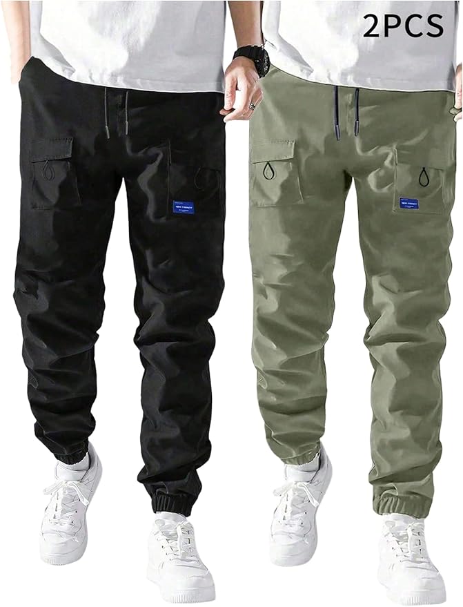 GORGLITTER Boy's Cargo Pants Casual 2 Piece Elastic Waist Hiking Going Out Khaki Pants Joggers with Pockets Clothes