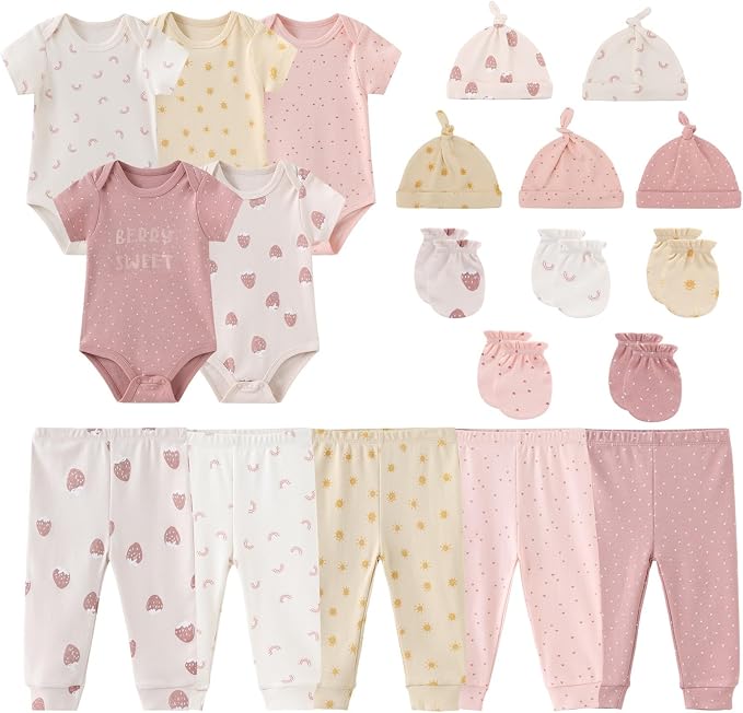 JELYLOVE Unisex Baby Boy Girl Bodysuits Sets 20 Pack Cotton Casual New Born Clothes Comfort Infant Outfit Essentials