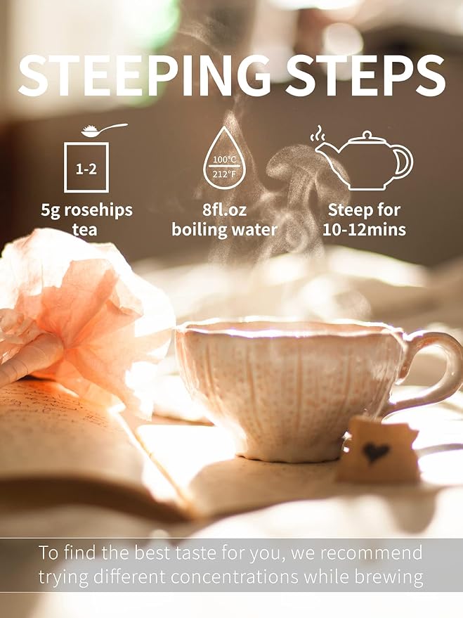 TeeLux Rose Hips Tea, Premium Rosehip Herbal Tea, Dried Whole Rose Hips, Fruity Flavor and Aroma, 150g/5.3oz