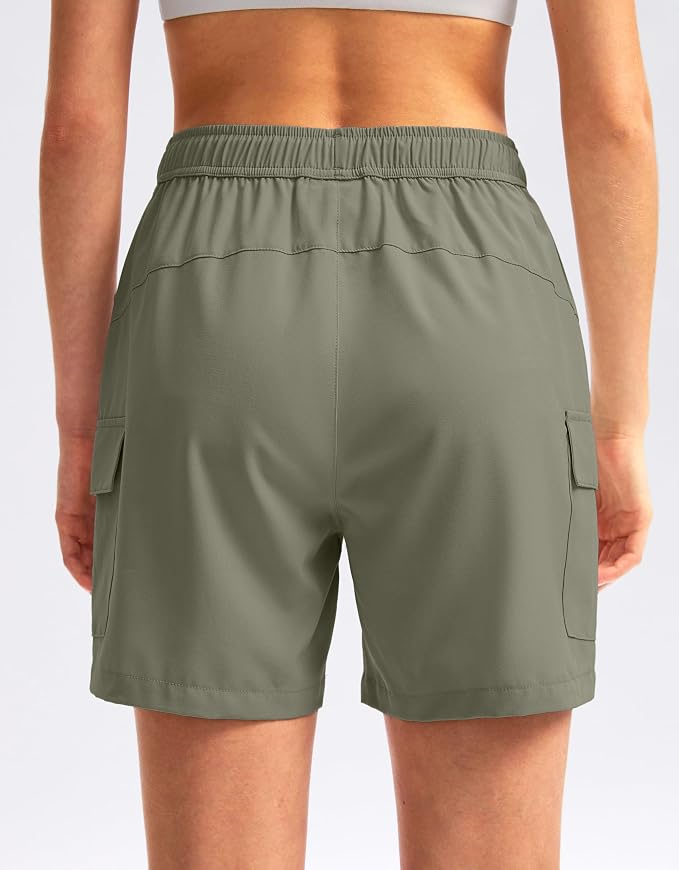 SANTINY Women's 5''/ 7''/9'' Hiking Cargo Shorts Quick Dry Lightweight Summer Shorts for Women Athletic Golf Zipper Pockets
