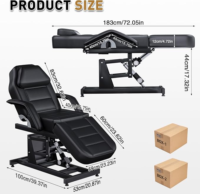 Fully Electric Lift Professional Massage Table with 3 Molds for Esthetician, Physical Therapy Table with Adjustable Backrest & Legrest Treatment, Physical Therapy, Spa, Professional Massage, Tattoo