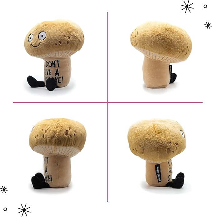 Punchkins Mushroom Plushie - I Don't Give A Shitake Sassy Mushroom Plush, Gift for Food Lovers, Funny Food Plush Toy for Gifting