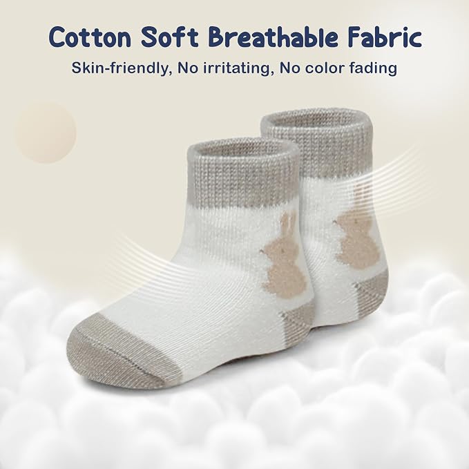 Mother's Choice Organic Cotton Baby Socks 6-12 Months - 12 pairs Soft and Cozy Infant Grip Socks, Gentle Newborn Socks, Perfect For Baby Registry Sock For Everyday Comfort For Infant