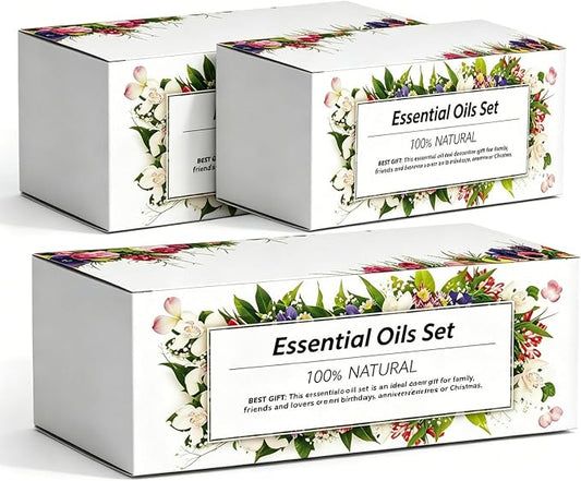 Aromatherapy Essential Oils Kit, 6pcs Pure Scented Oils for Diffuser, Soap, Massage & Home Use - Lavender, Mint, Lemon, Orange, Sandalwood, White Tea