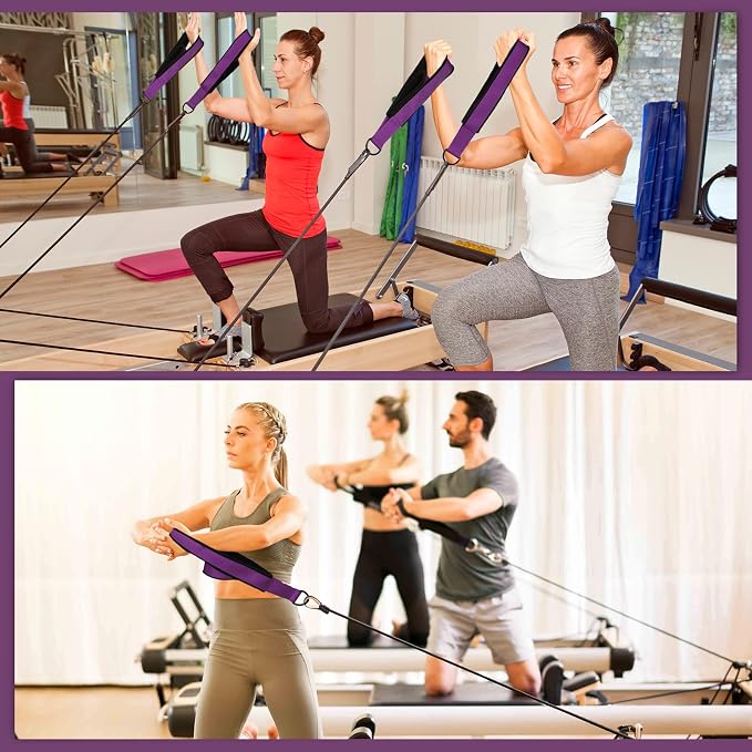 TOBWOLF Pilates Straps - Double Loop D-Ring Straps for Reformer, Padded, Home Gym Workout