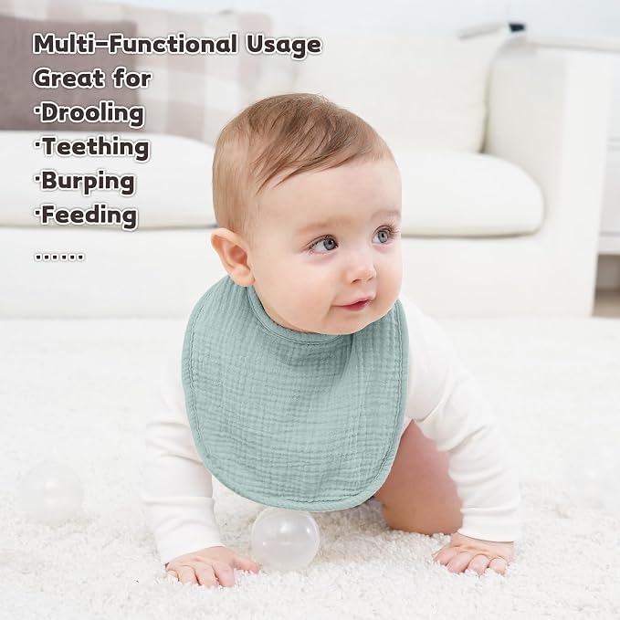 Susurration Muslin Baby Drool Bibs 6Pack Soft Square Adjustable Baby Bandana Bibs for Unisex Girls & Boys