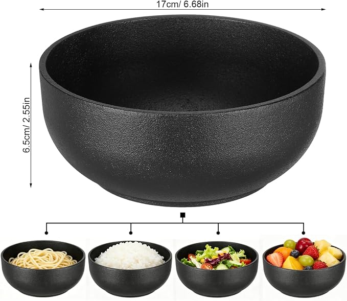 Cabilock Cast Iron Bibimbap Bowl 6.7 Inch Korean Stone Bowl for Cooking Sizzling Hot Pot Dolsot Professional Ramen Noodle Soup Mixing Rice Serving Basin Oven Safe Seasoned Kitchenware