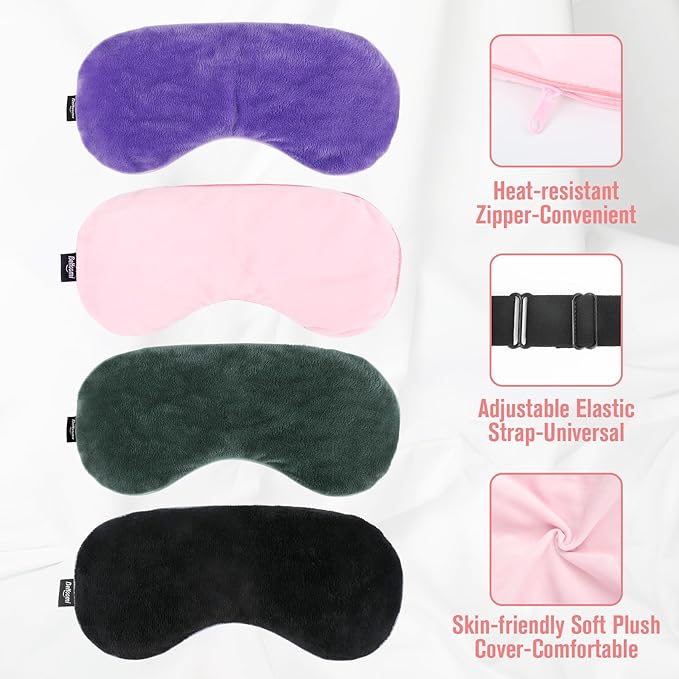 BeHoomi Heated Eye Mask, Weighted Sleep Mask Warm Compress for Eyes, Cooling Eye Mask for Sleeping, Reusable Eye Masks for Home, Office, Hot and Cold for Eye Relaxation, Mothers Day Gifts (Pink)