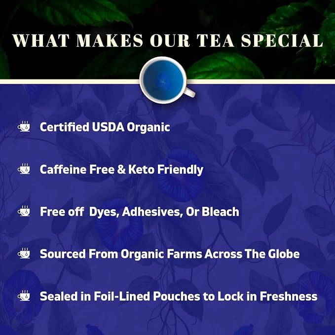 Oxify Organic Blue Pea Flower Herbal Loose Tea- 8 oz (8 oz, Blue Pea Flower)