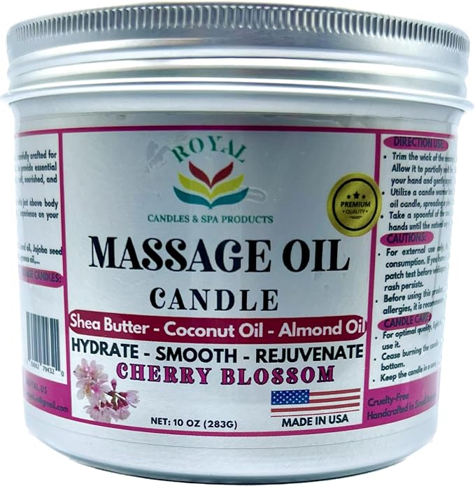 Massage Oil Candle - Cherry Blossom, 10 oz.