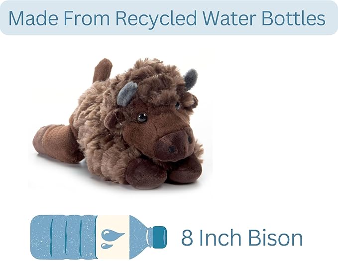 The Petting Zoo Bison Stuffed Animal Plushie, Gifts for Kids, Scoopz Wildlife Animals, Bison Plush Toy, 8 inches