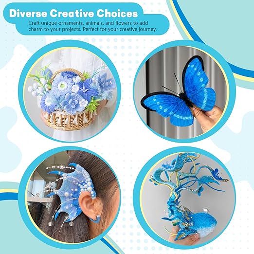 Pipe Cleaners Craft 300PCS 3 Colors Blue Pipe Cleaners Bulk 30CM Limpia Pipas para Manualidades Fuzzy Wire Chenille Stems for Arts Crafts and Creative DIY Projects Decorations