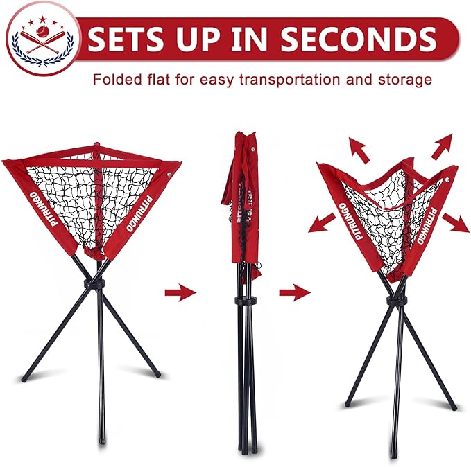 Baseball Softball Tee Batting Tee for Hitting T tee Ball Set Stand Baseball Softball Hitting Pitching Screen Net for Kids Teens Batting Net Set Training Equipment W/Carry Bag for Outdoor
