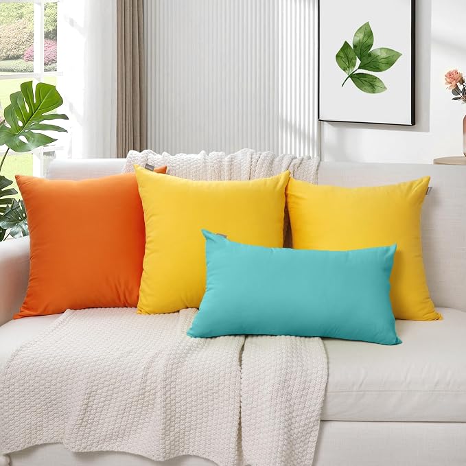 4-Pack 100% Cotton Lumbar Comfortable Solid Decorative Throw Pillow Case,Thmyo Rectangle Cushion Cover Pillowcase Sublimation Blank Pillow Covers DIY Throw Pillowcase(12x20inch/30x50cm, Green)