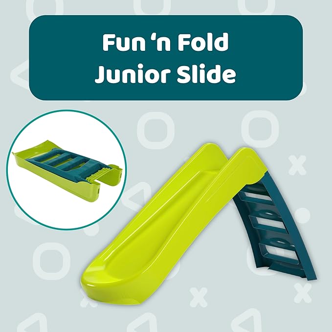 Fun N Fold Slide for Kids – Indoor or Outdoor Playset with Wide Steps and Smooth Sliding Surface for Safe Active Play – Lightweight Portable Activity Toy for Boys and Girls, Ages 18 Months+