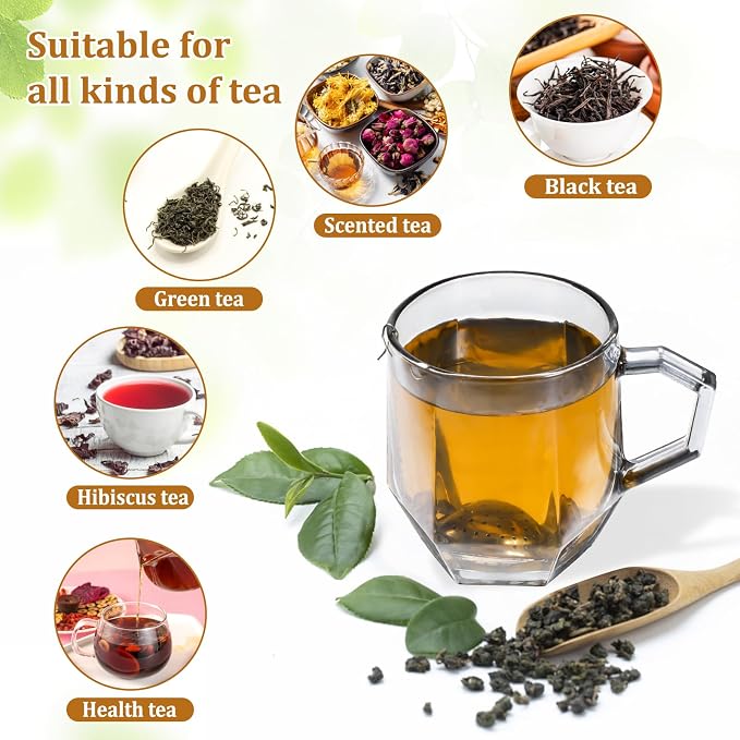 50 Pcs Tea Strainer Stainless Steel Ball Infuser Mesh Heart Shaped Tea Strainer Loose Leaf Steeper Interval Diffuser with Extended Chain Hook Tea Filters for Seasonings Cup Bottle