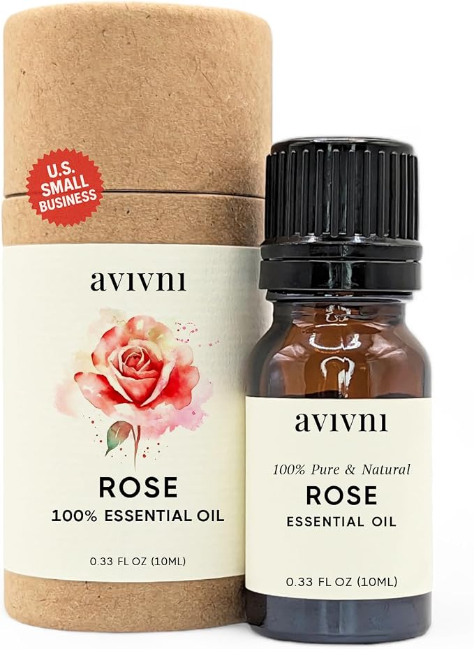 Avivni Rose Essential Oil (Bulgarian) - 100% Pure & Organic, Undiluted for Premium Aromatherapy, Hair, Skincare, Diffuser (0.33oz - 10ml)