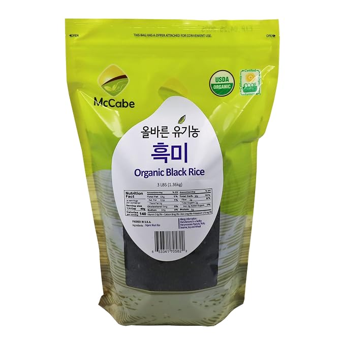 McCabe Organic Black Rice - Gluten Free Black Rice - Rich in Fiber & Minerals | USDA and CCOF Certified | Packed in USA | 48 Oz (3 Lbs)