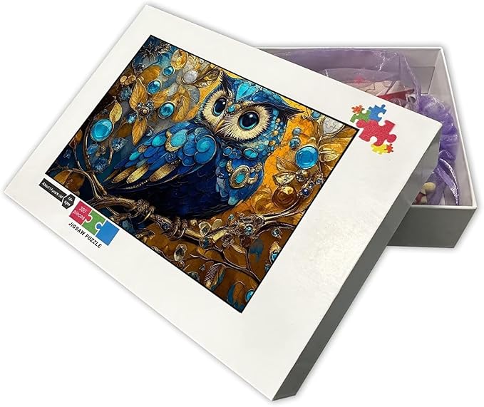 Cute Animals-Jewel Owl-1000 Piece Adult Jigsaw Puzzle with Big Blue Eyes|Great Gift for Jigsaw Puzzle Lovers
