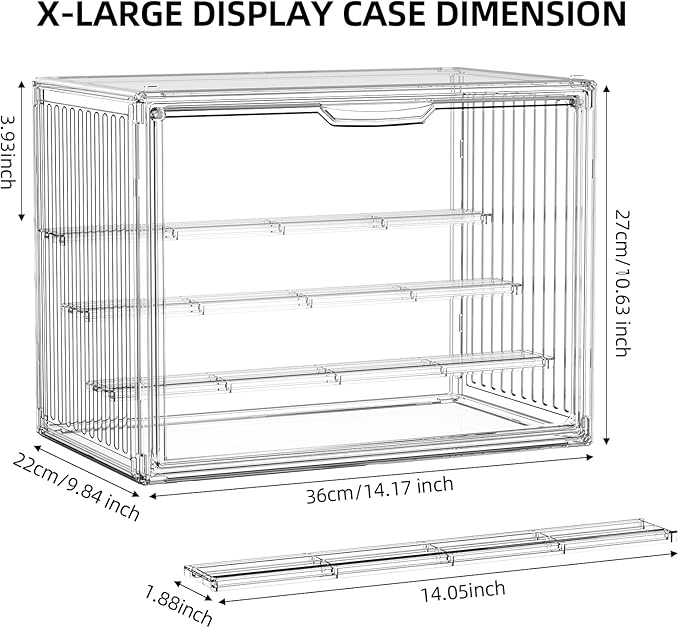 Clear Acrylic Figure Display Case for Collectibles 4 Layer Hobby Figurine Display Shelf Cases Stackable Display Boxes for Pop Mart, Funko Pop, Action Figures, Model, 2 Pack